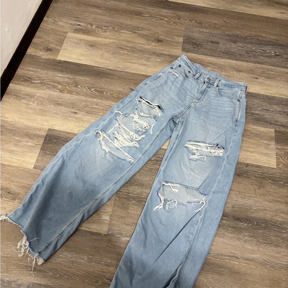 Stylish Ripped Light Blue Jeans